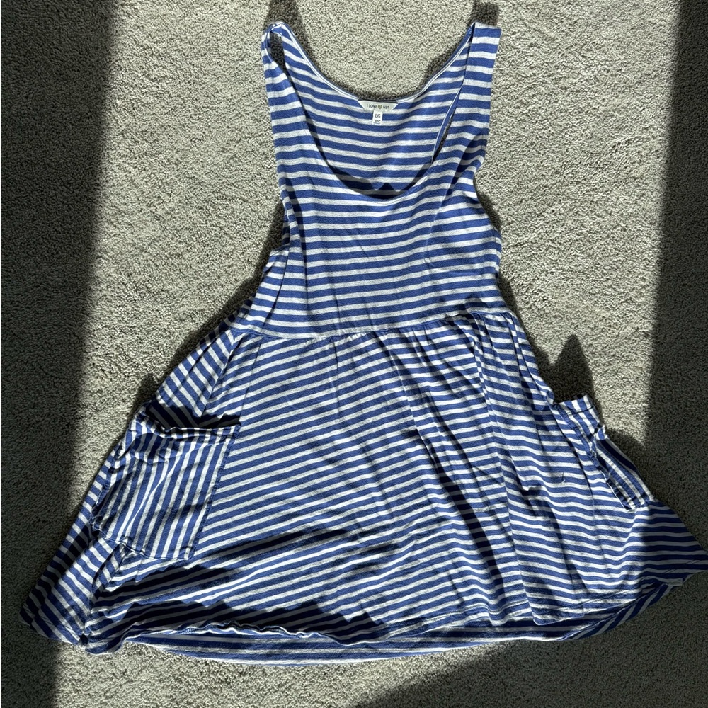 Blue and White Striped Mini Dress